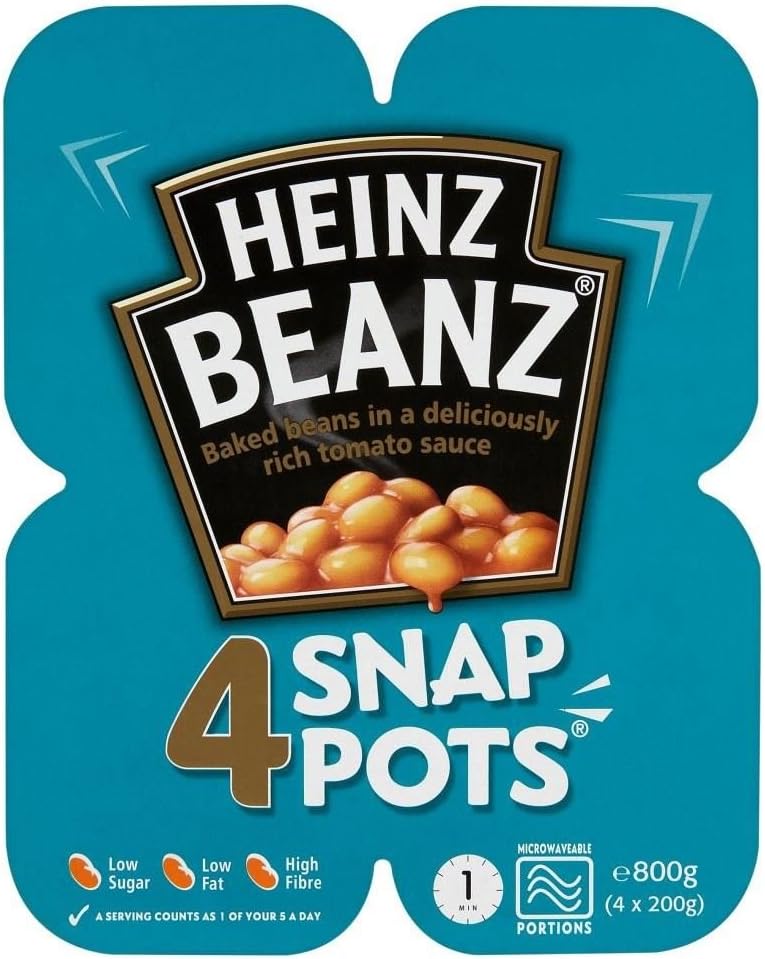 Heinz Baked Beanz in Tomato Sauce Snap Pots (4x200g) - Pack of 2
