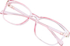 VisionGlobal Blue Light Blocking Glasses for Women Men, Square Frame Computer Reading Glasses(Clear Pink,+2.00 Magnification)