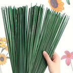 45-Pack Green Filament Stems with Plastic Shells - Wire Core DIY Flower Making Supplies, Artificial Carnation Rose Craft Materials, Flexible Floral Stems for Handmade Arrangements