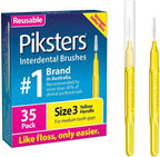 Piksters Interdental Brushes, 35 pk, Size 3, Interdental Tooth Brush for Medium Gaps, Gum Soft Bristles for Plaque Removal, Safe for Braces
