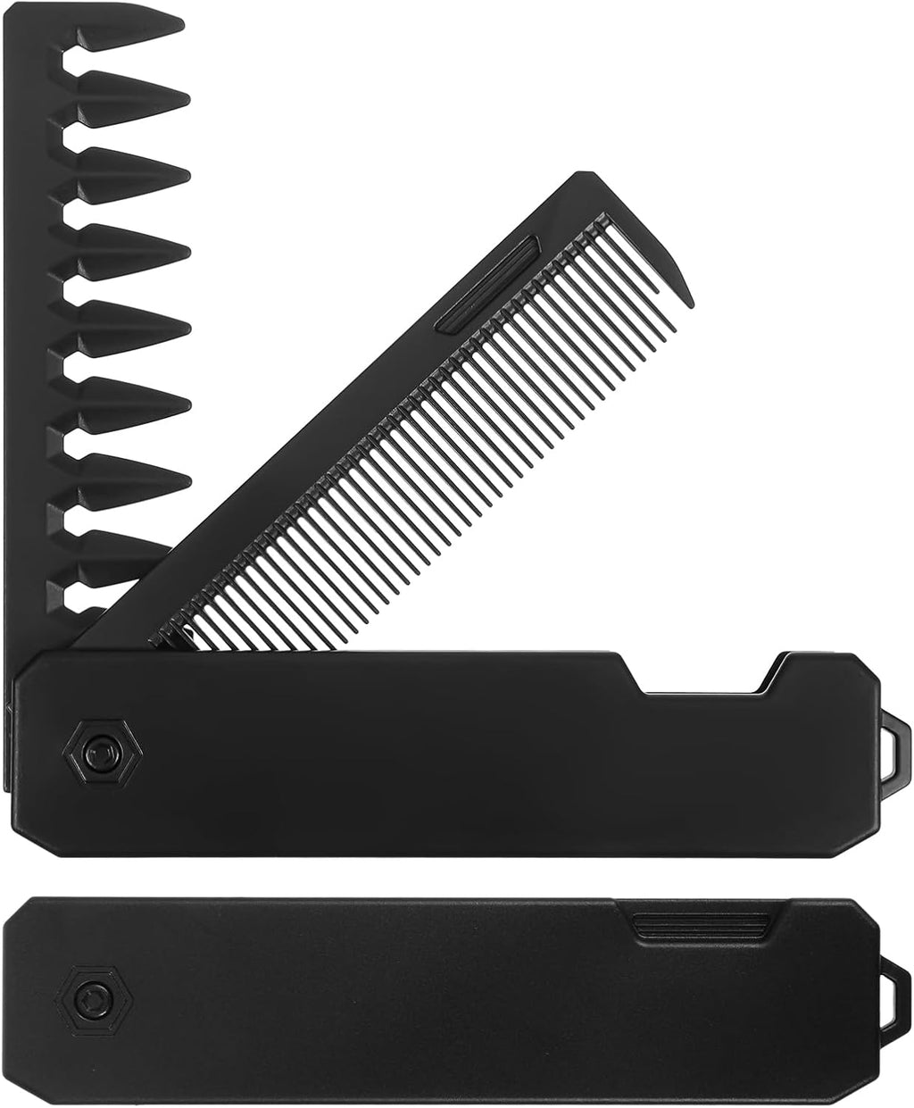 Folding Hair Comb for Men, Fine Tooth & Wide Tooth Comb, Double-Sided Pocket Comb for Hair, Portable Folding Pocket Combs for Men for Travel Grooming Beards and Mustaches