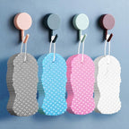 1PC 3D Bath Sponge Fish Scale Pattern Long Body Scrubber with Hang Loop for Shower Spa Travel and Back Cleaning, Textured Surface, Grey