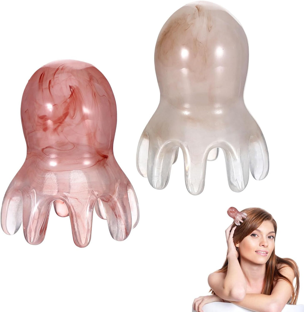 2 Pcs Octopus Scalp Massager Comb, Octopus Head Massager Scalp Massage Tool Stress Relax, Resin Head Scratcher Scalp Scraper Tool Massage Comb, Hair Massage Scalper Spa Equipment Christmas Gifts