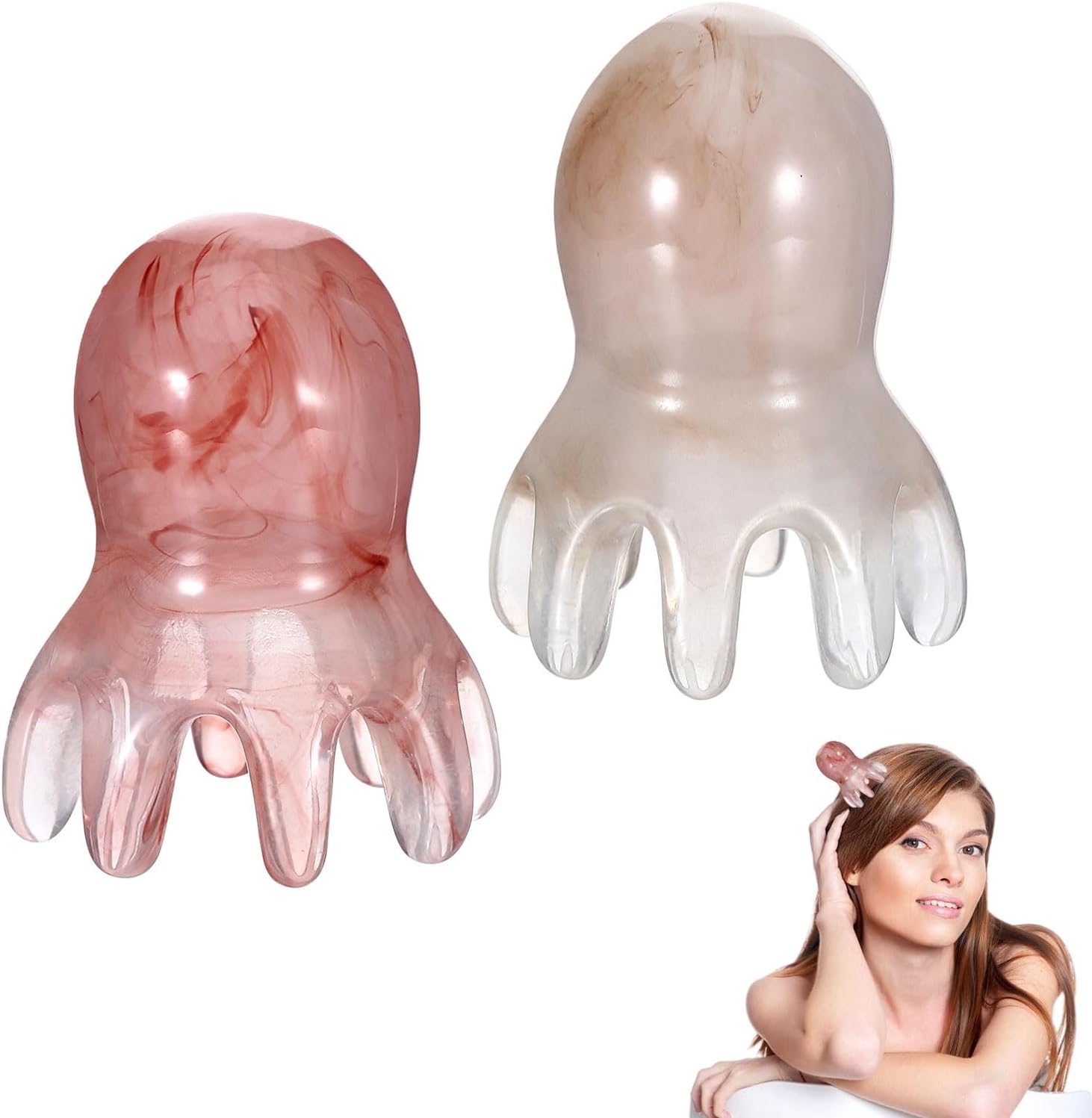 2 Pcs Octopus Scalp Massager Comb, Octopus Head Massager Scalp Massage Tool Stress Relax, Resin Head Scratcher Scalp Scraper Tool Massage Comb, Hair Massage Scalper Spa Equipment Christmas Gifts