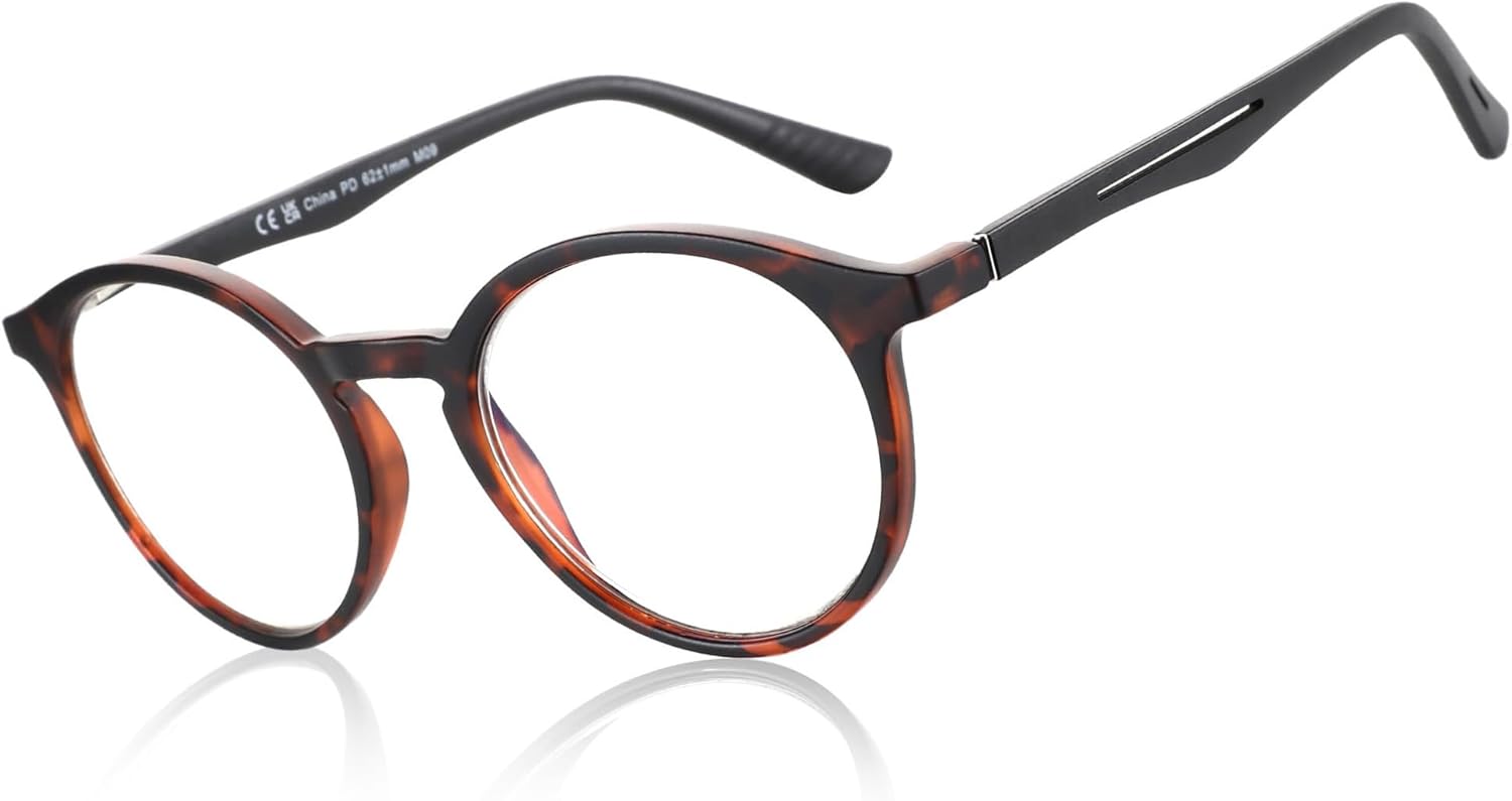 BLUEMOKY Reading Glasses for Men and Women: Blue Light Round Classic Eyeglasses - Computer Readers Glasses