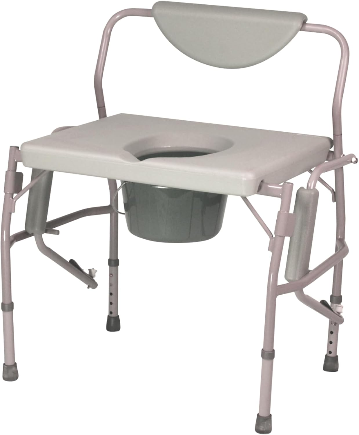 Homecraft Deluxe Bariatric Drop Arm Commode, 1000 lb Weight Capacity, Extra Wide Seat with Adjustable Height, Bedside or Over Toilet Use, Drop Arms for Easy Transfers, Includes Splash Guard & Bucket