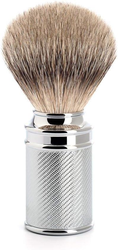 MÜHLE Traditional Silvertip Badger Shaving Brush | Chrome Plated Stainless Steel Handle | Luxury Shave Accessory for Men