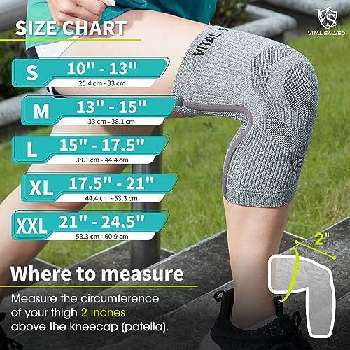 Vital Salveo Warm Knee Sleeve for Thermal Pain Relief, Stay Warm Knee Braces for Circulation, Swelling, and Arthritis, 24/7 Recovery Support for Cold Weather, Office, Daily Wear, Breathable Knee Support for Women and Men(1 PC)/