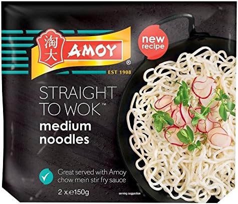 Amoy Straight to Wok Medium Noodles (2 per pack - 300g) - Pack of 2
