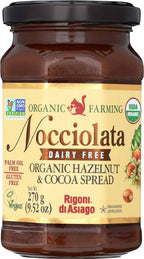 Rigoni Di Asiago Nocciolata DAIRY FREE Organic Hazelnut & Cocoa Spread, 8.82 oz Jar (Hazelnut Cocoa, 2 Pack)