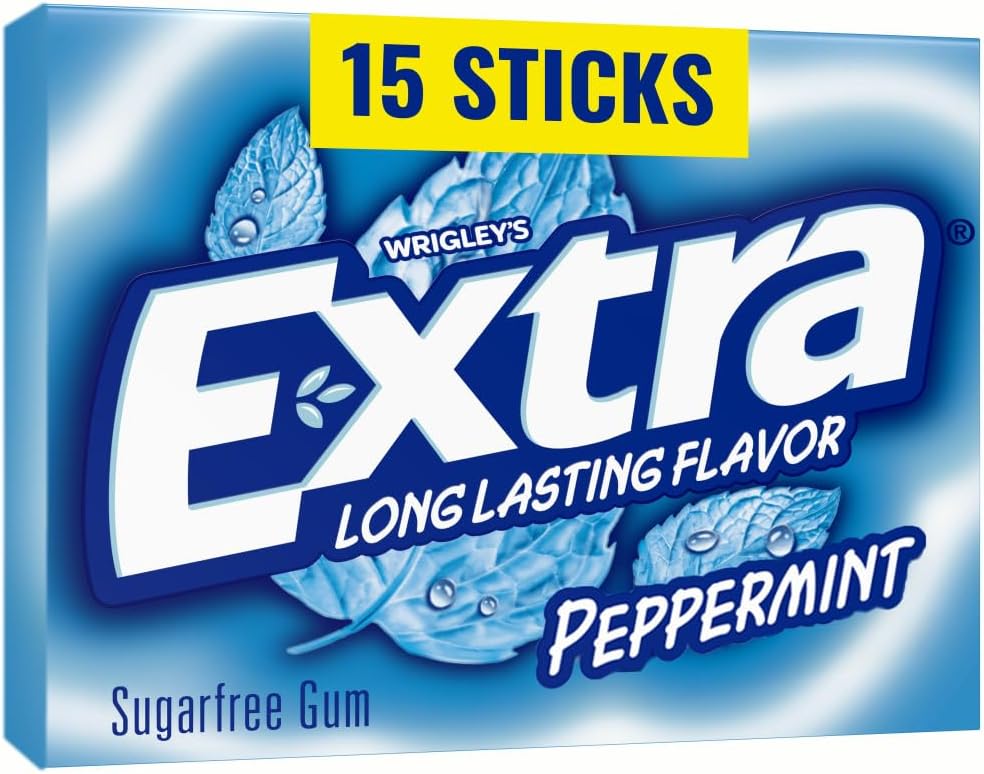 EXTRA Gum Peppermint Sugar Free Chewing Gum, Single Pack, 15 Stick