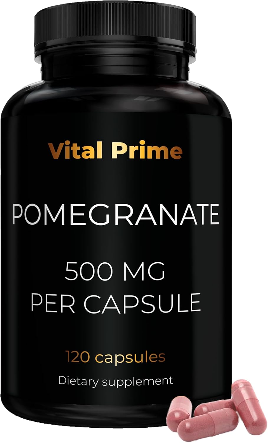 Vital Prime Pomegranate Extract Capsules 500MG per Capsule 120 Count | 4 Month Supply | Pomegranate Pills Non-GMO for Women and Men