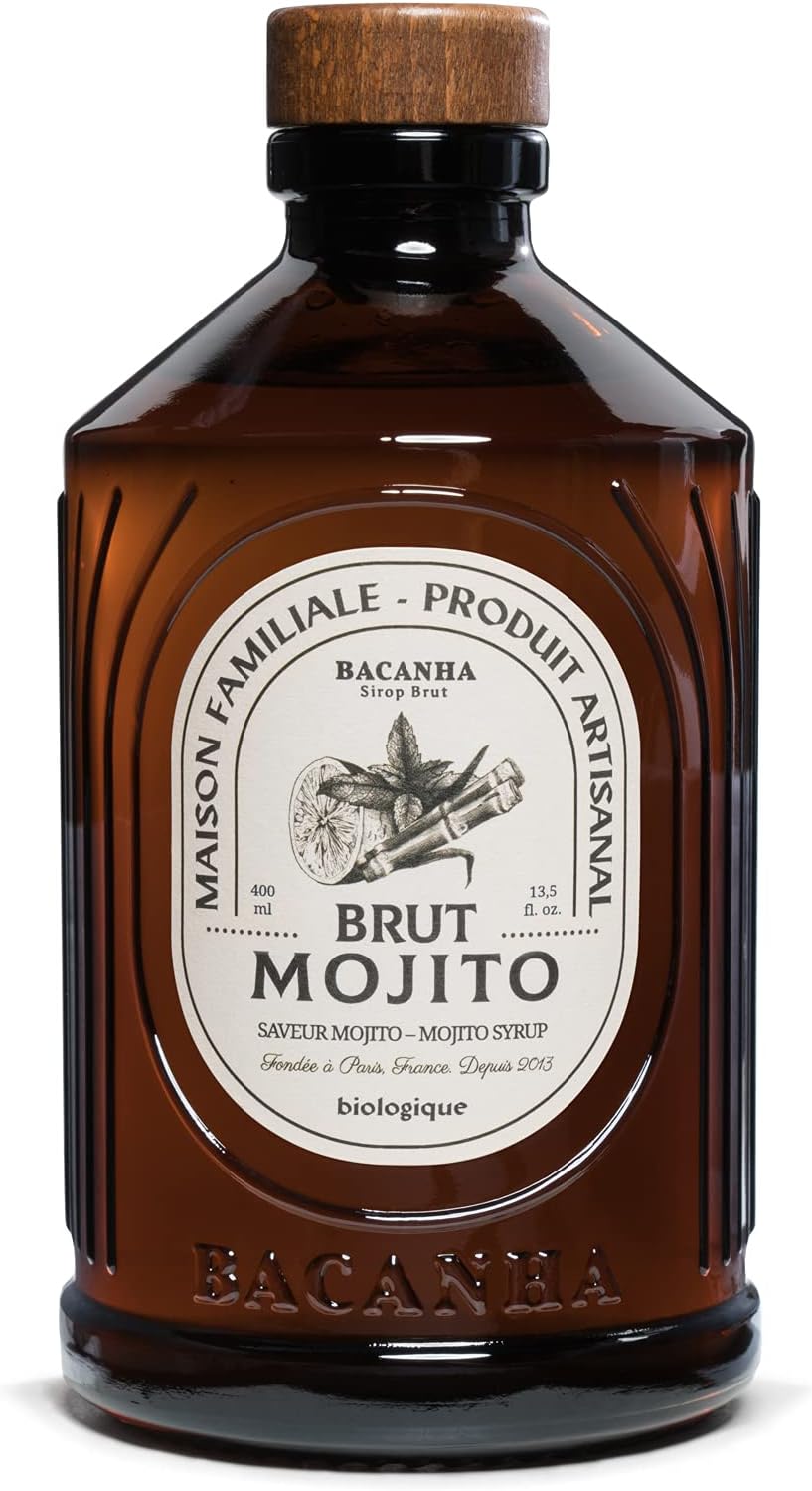 BACANHA - Organic and Raw Syrup - Mojito Syrup - For Cocktail, Water, Lemonade and Iced Tea - 400 ml