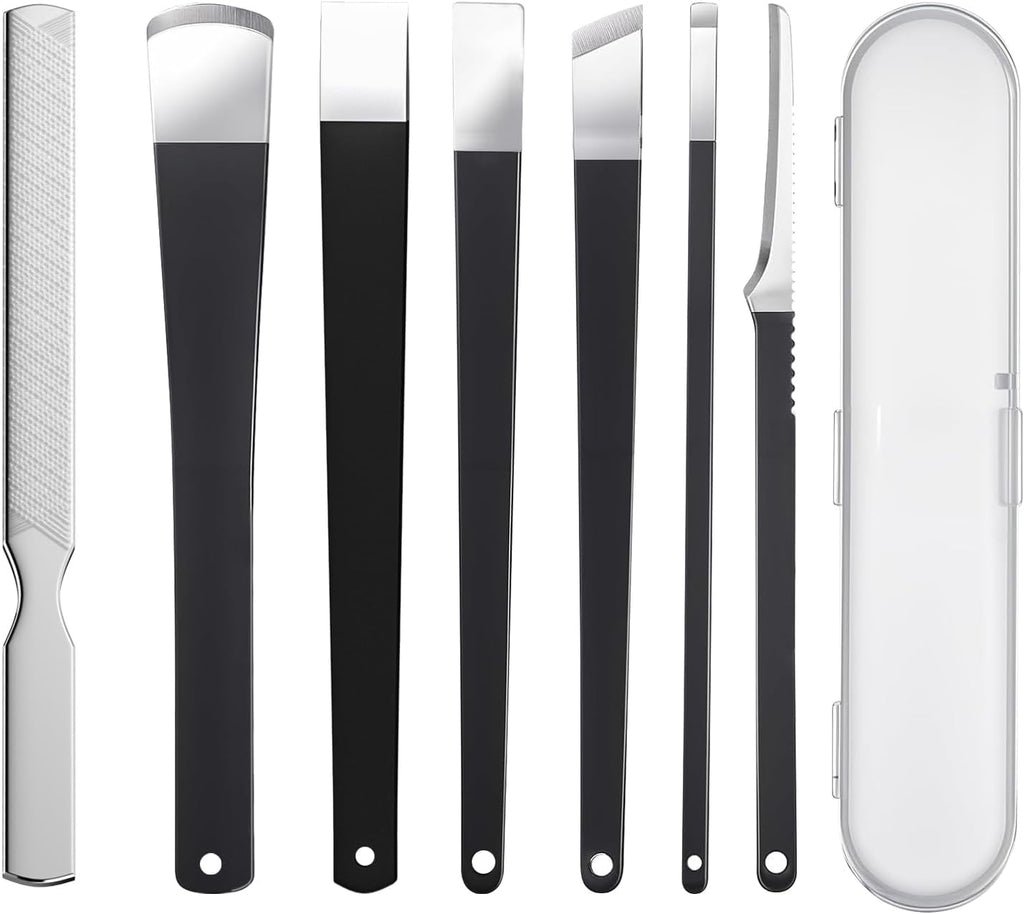 7 Pcs Professional Pedicure Tools for Feet, Stainless Steel Ingrown Toenail Removal Blade Kit with File, Toe Nail Knife Set for Men Women,Corn and Rasp Callus Remover Foot Scraper for Dead Skin