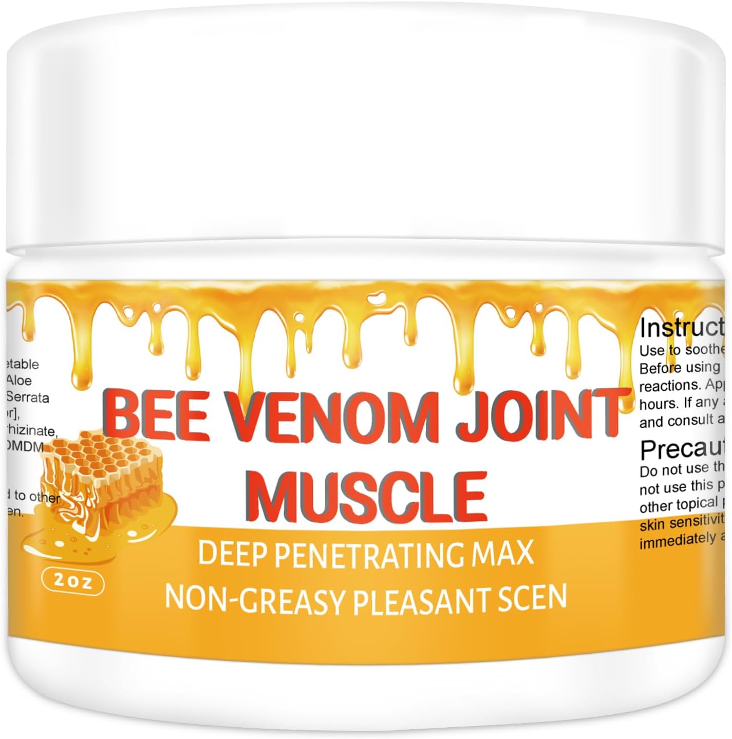 Organic Bee Venom Therapy Serum, Professional Joint & Muscle & Bone Release Cream - 24 Hour Soothing Effective Release for Back, Neck, Hand, Foot, Knee, Muscle, Shoulder, Hip, Nerve