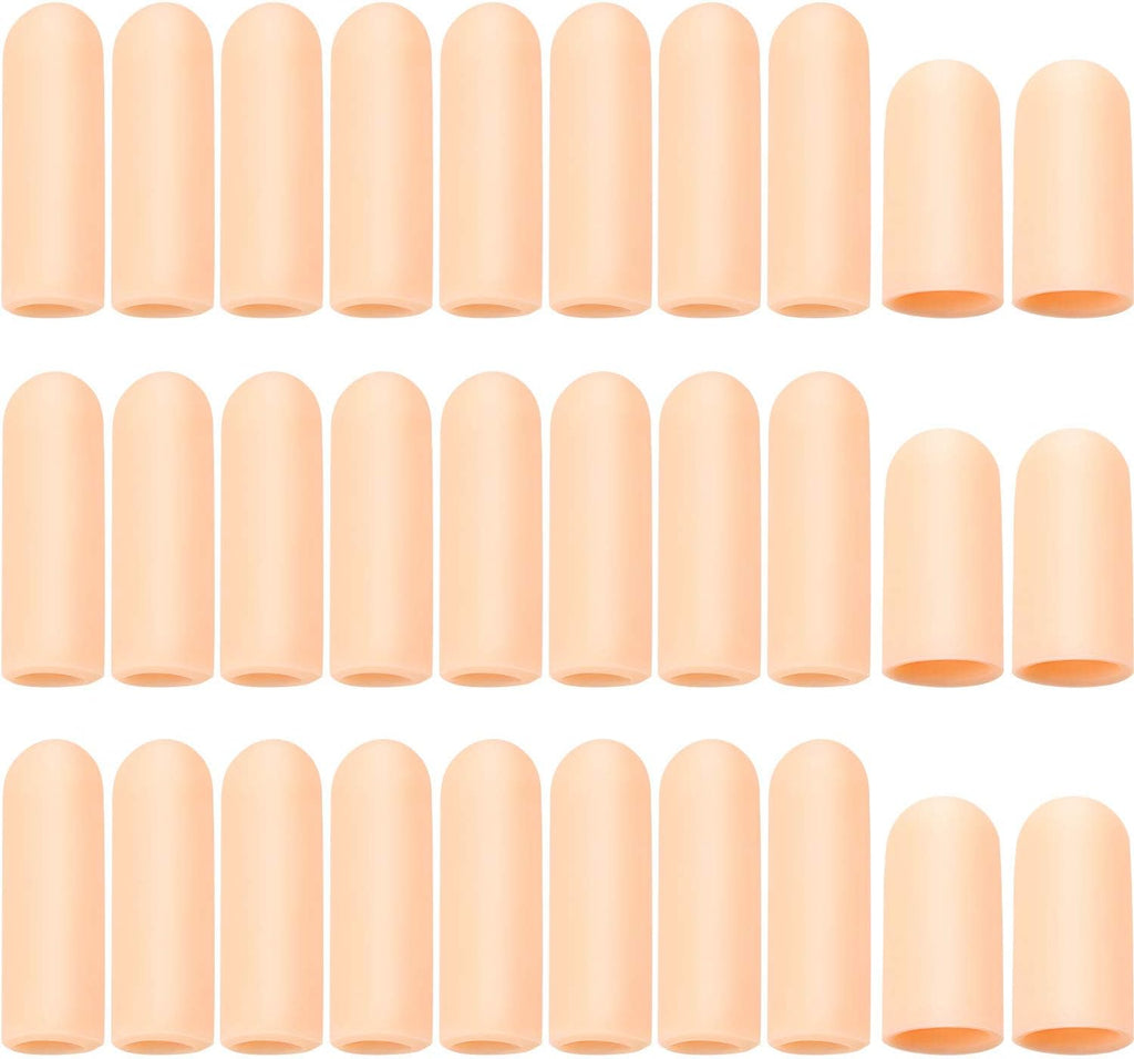Frienda 30 Pieces Gel Finger Protector Cots Silicone Cover Cap Sleeves for Finger Cracking Trigger Support(Apricot)