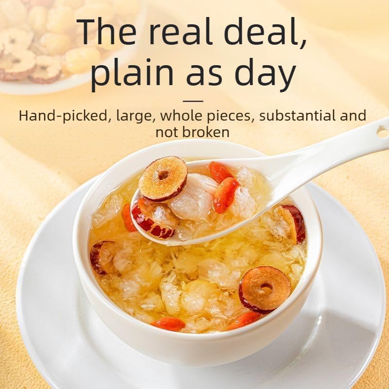 Tremella Soup Mix with Red Date Wolfberry Longan Yellow Rock Sugar, Ready-to-Cook Tremella Companion, Nutritious Chinese Nourishing Sweet Soup Ingredients,All-in-One bag for Easy Sweet Soup