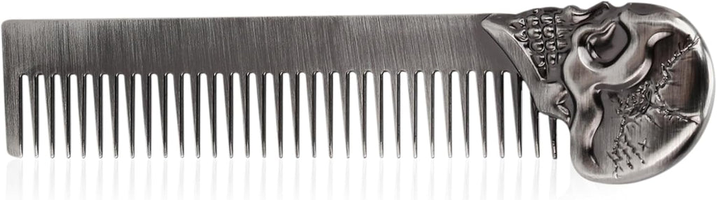 Beard Comb Beard Mustache Pocket Comb Hair Comb for Men Zinc Alloy Hair Brush Mustache and Beard Styling Tool for Home Salon (silver)