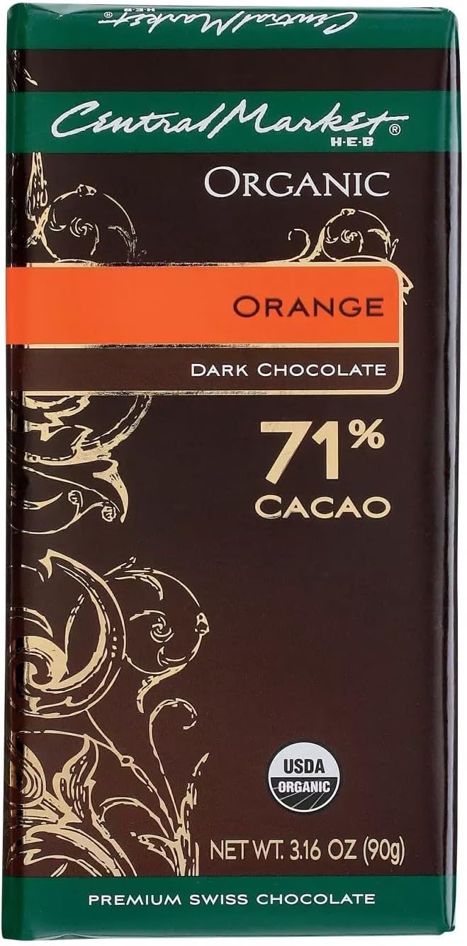 Central Market Organic 71% Cacao Dark Chocolate Bar - Orange 3.16 oz 4 Bars
