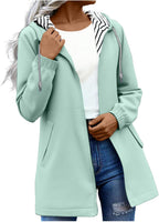 Rain Jacket Women Waterproof Long Hooded Raincoats Lightweight Windbreaker Hiking Travel Workout Jackets With Pocket