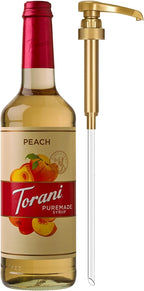 Torani Puremade Syrup, Peach Flavoring for Drinks, Glass Bottle with Pump Included, 25.4 Fl Oz