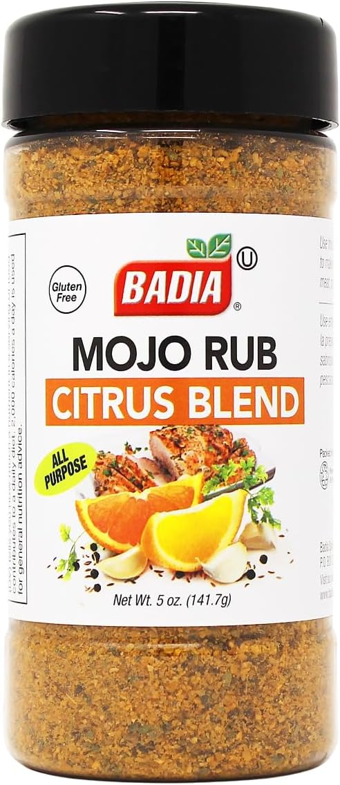Badia Mojo Rub Citrus Blend 5 oz – Zesty Garlic & Citrus Marinade Seasoning – Bold Latin Inspired Dry Rub with Orange, Lemon & Lime