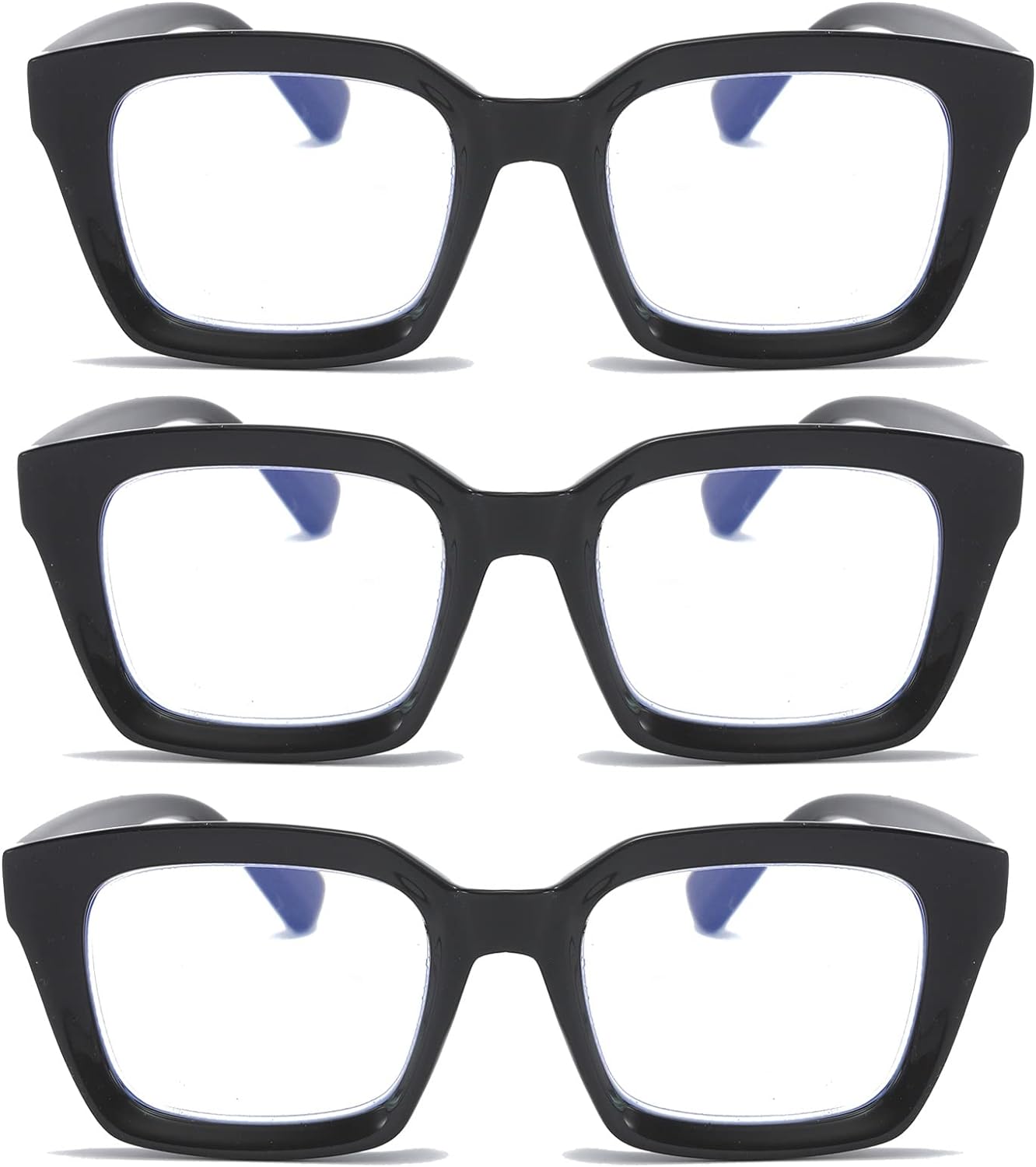 DXYXYO 3 Pack Black Reading Glasses for Women 2.5+ Oprah Style Blue Light Blocking Men Computer Readers Oversized Rectangle Retro Fashion Square