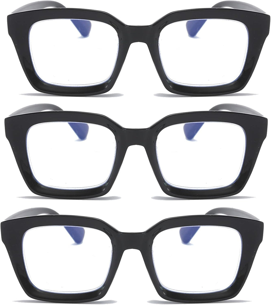 DXYXYO Reading Glasses 2.0 Women Blue Light Blocking Mens Oversized Rectangle Computer Readers 3 Pack Black Retro Fashion Oprah Style Square