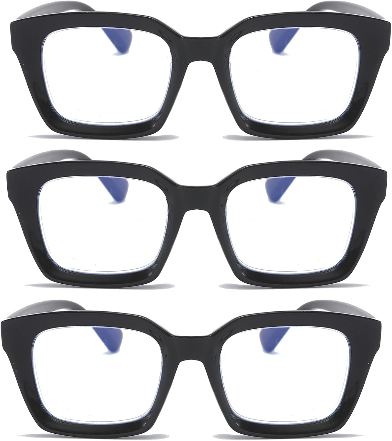 DXYXYO Reading Glasses 2.0 Women Blue Light Blocking Mens Oversized Rectangle Computer Readers 3 Pack Black Retro Fashion Oprah Style Square