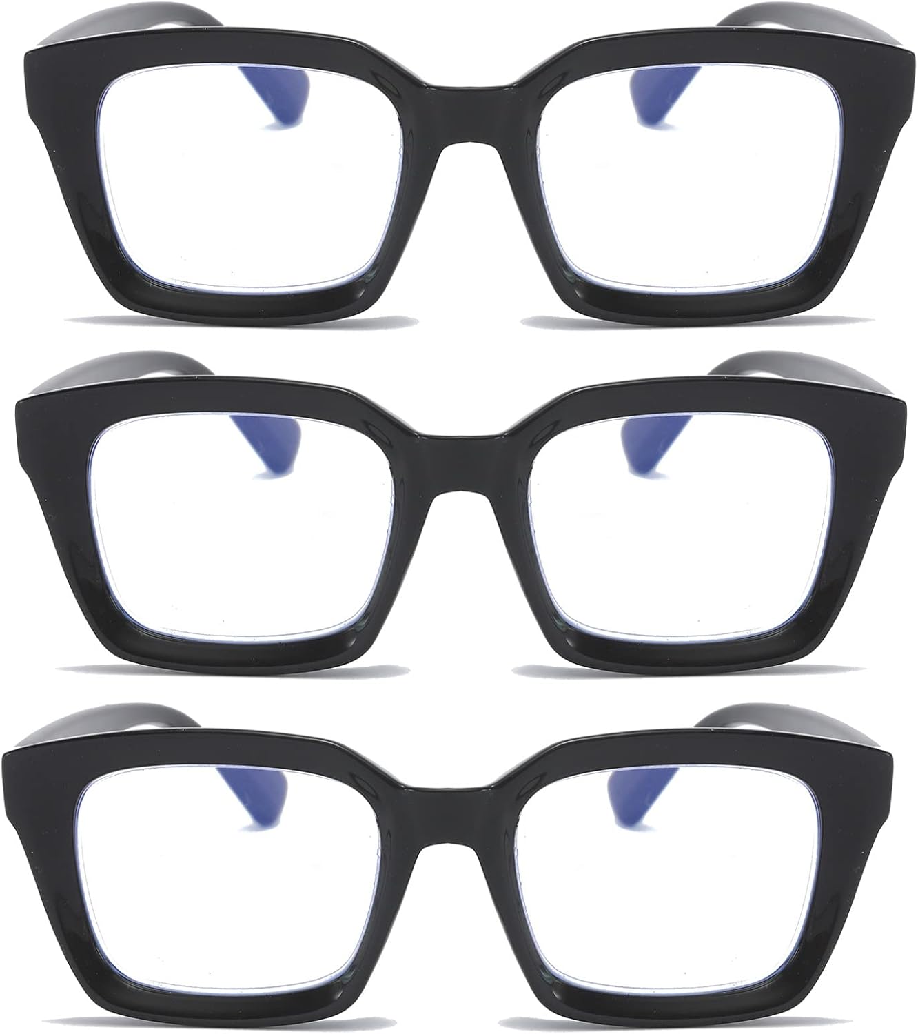 DXYXYO Blue Light Blocking Reading Glasses for Women 1.5 Men Oversized 3 Pack Black Rectangle Computer Readers Retro Fashion Oprah Style Square