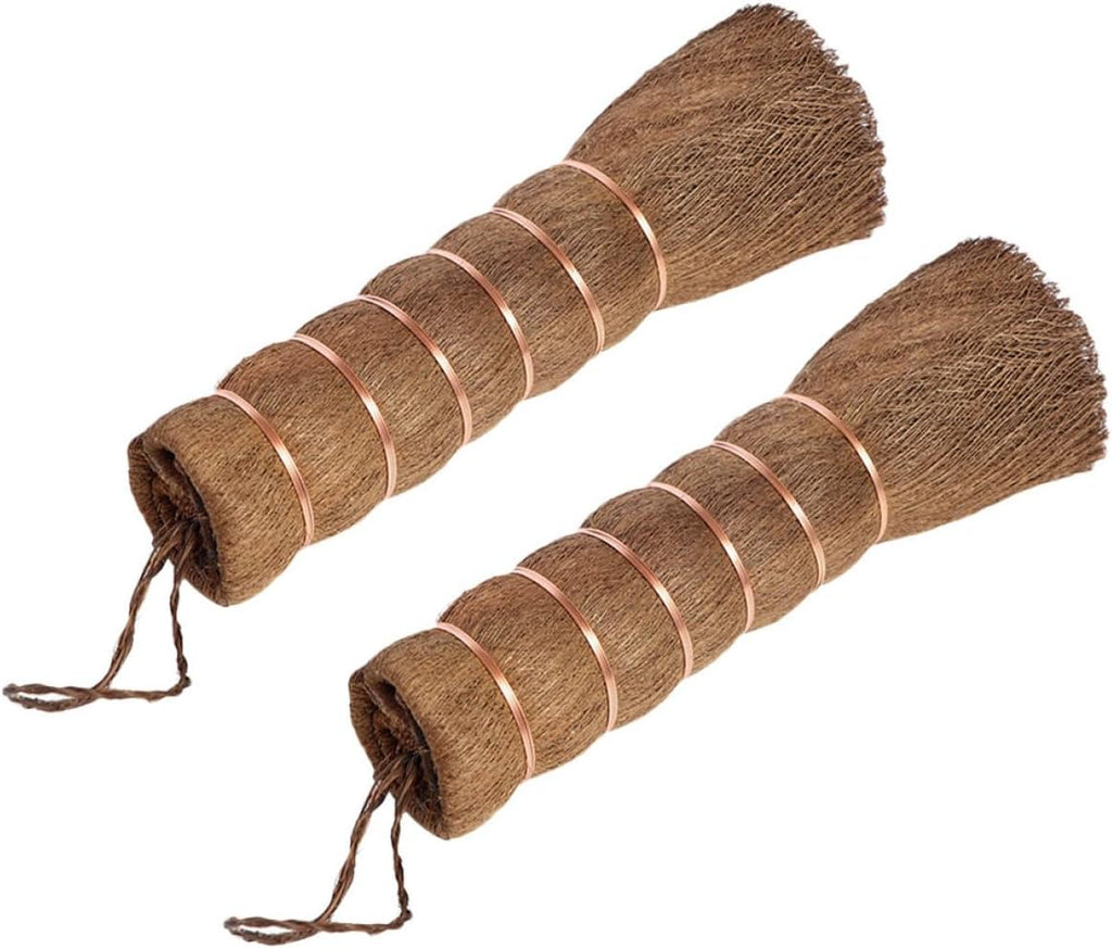 Balacoo 2pcs Large Brown Bristle Tea Tray Cleaning Brushes, Handcrafted Teaware Holder Brush Set for Tea Kettle and Pot Cleaning, Reusable Kitchen Tray Scrubbers for Home Use