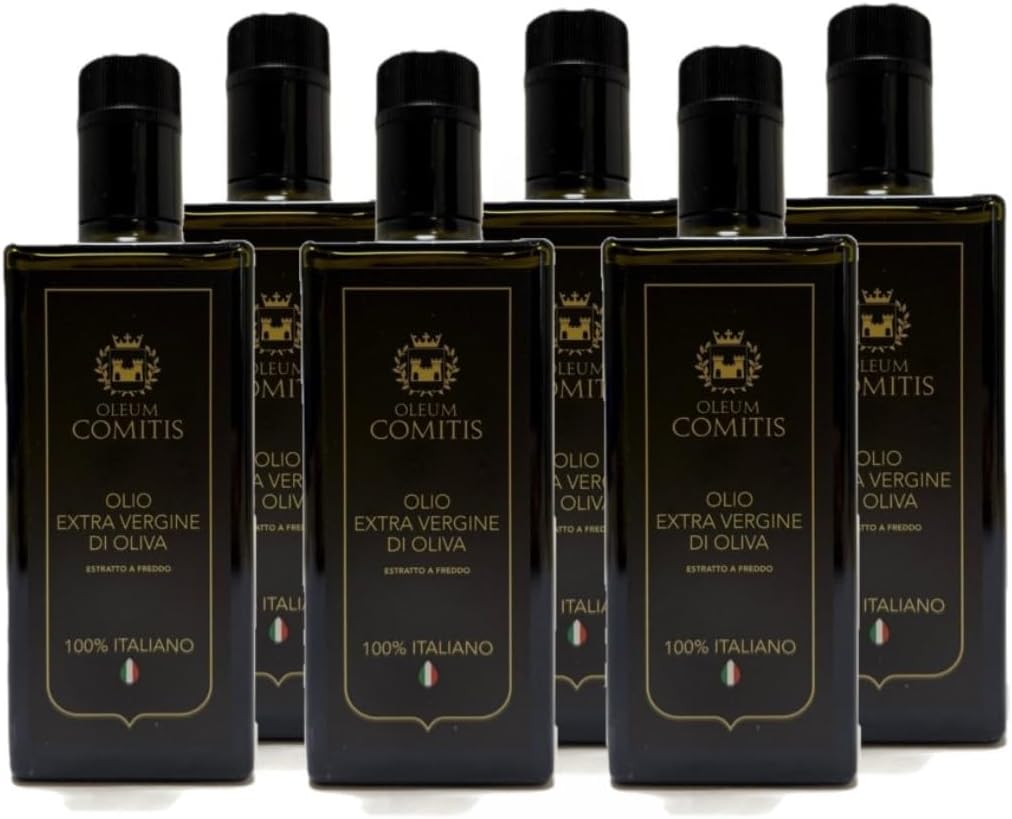 Oleum Comitis - Extra Virgin Olive Oil 100% Italian Cold Pressed - Premium Line - 6 x 500 ml (16.9 fl oz) Bottles