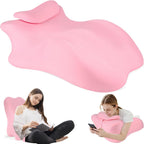 MYFAMIREA Memory Foam Ergonomic Wedge Pillow for Adults, Prone Pillow for Bed Sleeping, Reading, Memory Foam Ergonomic Cushion for Back Support, Sitting Up and Back Pain, with Removable Cover (Pink)