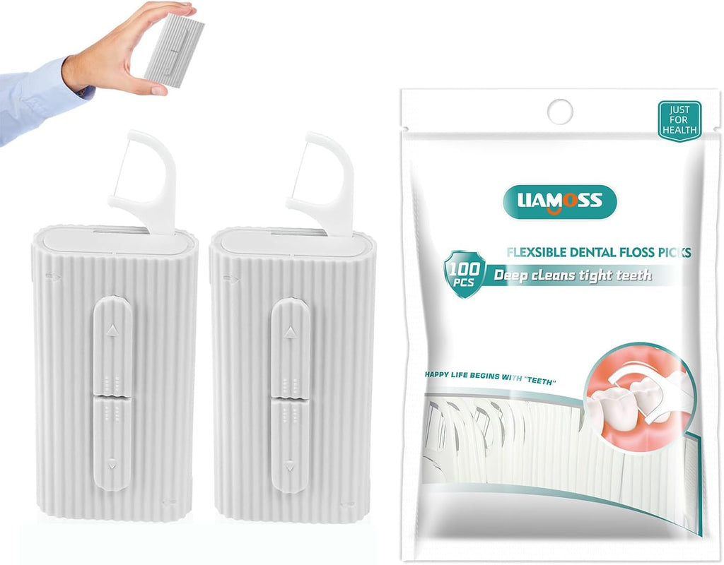 Dental Floss Picks-LIAMOSS Flossers with Floss Dispenser,No-Break & No-Shard Adults Toothpicks Sticks 120 Count,The Best Dental Oral Care,Perfect Portable Floss Case Clean Teeth,for Home or Travel