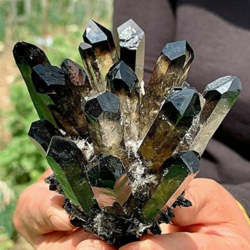 Meditation Home Natural Crystal Black Phantom Quartz Crystal Cluster Mineral Specimen Restoration (Size : 1100-1200g)