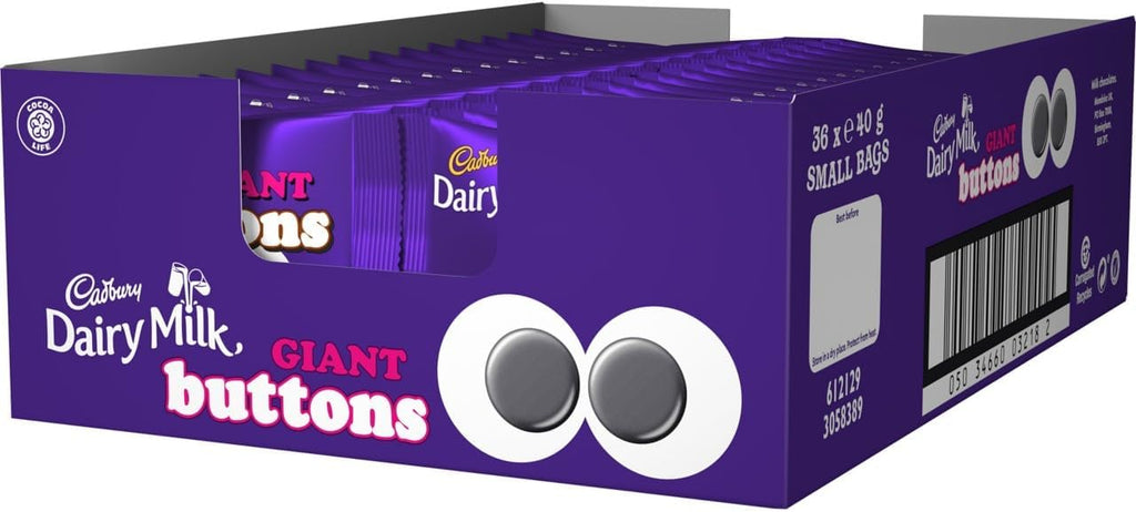 Cadbury Dairy Milk Giant Buttons Chocolate Bag, 40g (Pack of 36)
