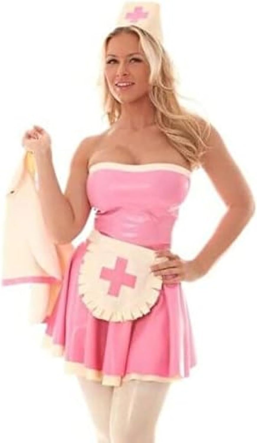 Caoutchouc Latex Dress Uniform Robe Unisexe Costume Tablier,Pink,Pink,X-Small