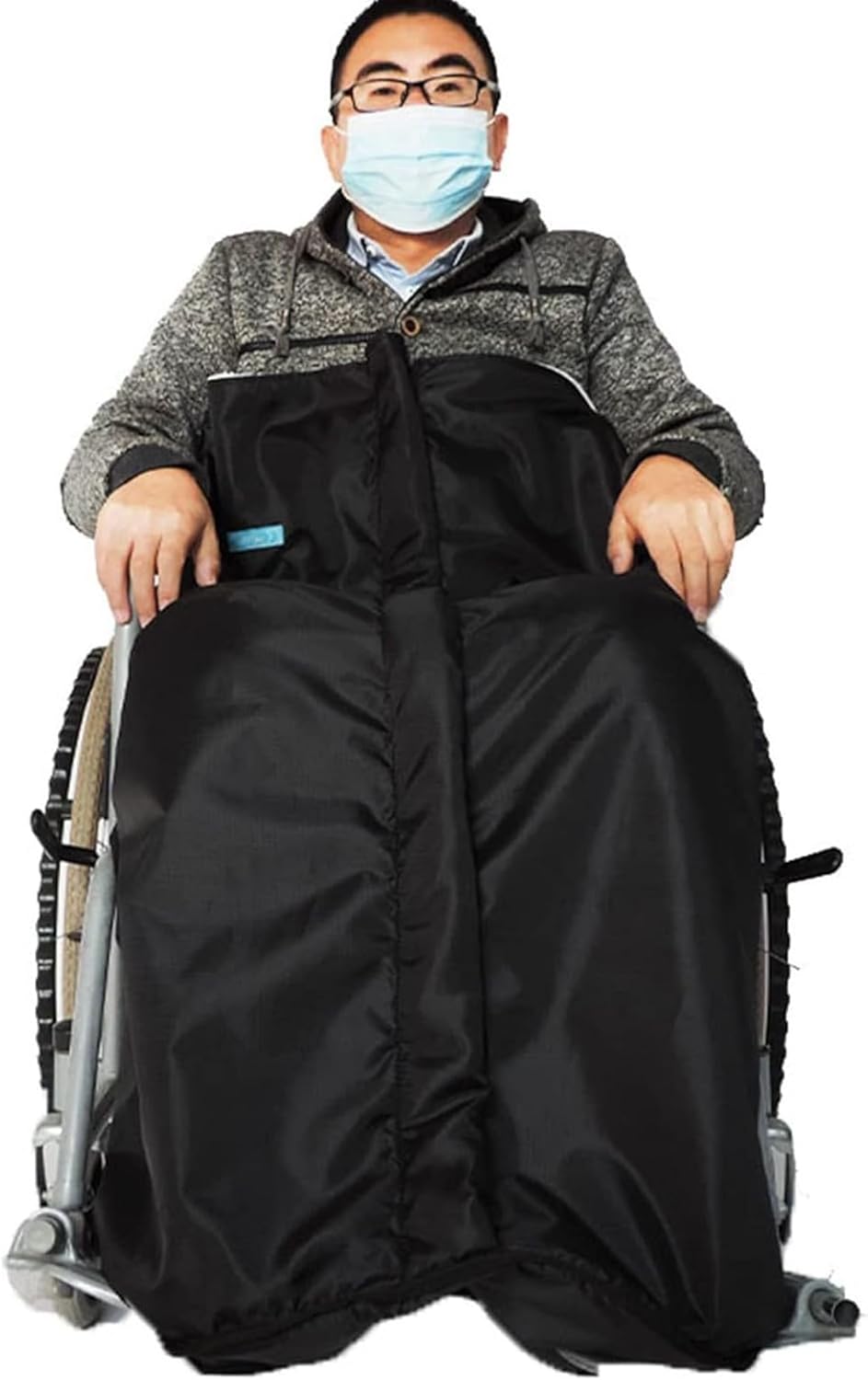 Wheelchair Blanket, Wheelchair Zip Blanket, Fleece Lined Lower Body Wheelchair Cover, Thicken Warm Wheelchair Fleece Wrap Blanket Accessories for The Aged Patient(Colour: Black)(1)