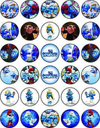 30 x Edible Cupcake Toppers Themed of Smurf Collection of Edible Cake Decorations | Uncut Edible on Wafer Sheet