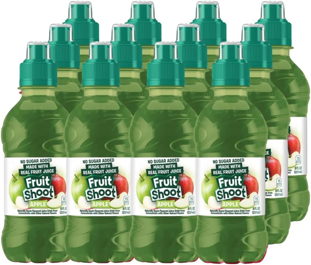 FRUIT SHOOT Apple With Real Fruit Juice - Healthy Drinks for Kids, No Added Sugar and Free From High Fructose, 8 Fl Oz Bottles (12 Pack)