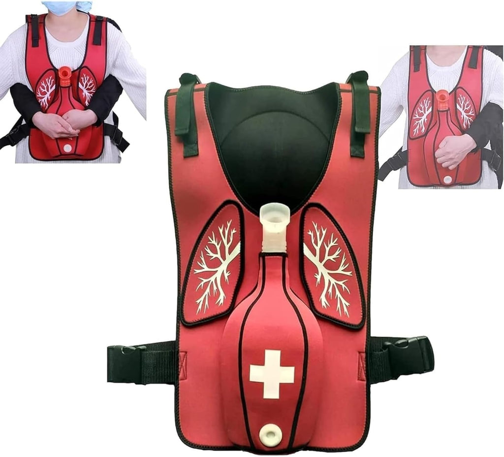 Airway Obstruction Simulation Training Wearing Vest with Back Shot, Anti Choking Obstruction Trainer Vest, Adjustable Shoulder Straps and Waist Belt, Intuitive Operation, for First Responder