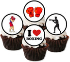 Boxing Edible Cupcake Toppers, Sports Edible Cake Decorations, Boxing-Gloves Cake Decor, Boxing Party Decorations, Martial Arts Theme Party Supplies, 48 x 1.18 Inch/3cm Discs UNCUT