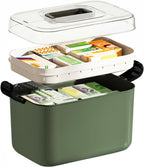 2 Tiers Medicine Organizer - Portable Medicine Storage Box with Handle, Large Capacity Plastic Medical Cabinet, Multipurpose Supply Organizer with Removable Tray, Empty First Aid Kit for Home