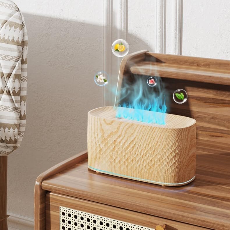 ‌Flame Aroma Humidifier with 7 Colors - Essential Oil Humidifier, Noiseless, Auto Shut Off, 160mL Capacity