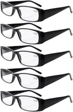 Eyekepper 5-Pack Spring Hinges Rectangular Reading Glasses Readers Black