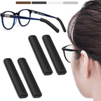 2 Pairs Silicone Glasses Ear Cushion, Eye Glasses Ear Grippers Anti Slip, Rubber Ear Pieces Non Slip, Soft Eyeglass Ear Cushions for Pain, Temple Sleeves Tips Ear Pads for Preventer (Black)