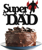 Black Glitter Father's Day Cake Topper Decoration Featured Happy Birthday Dad Cake Party Supplies