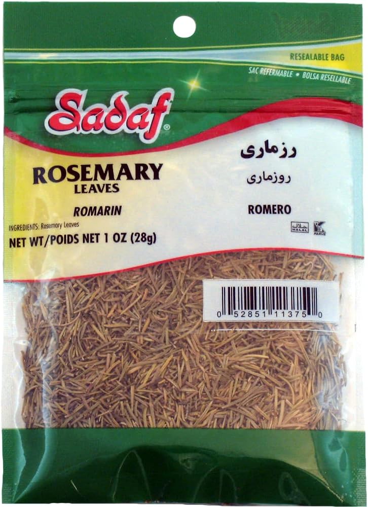 Sadaf Rosemary Leaves - Dried Rosemary Leaves for Cooking and Food Flavoring - Romero - Halal - Kosher - 1 Oz Resealable Bag