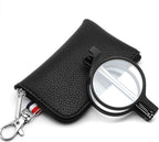 Folding Mini Reading Glasses Blue Light Blocking for Men Women Round Frame Nerd Reader with Keychain Leather Case (Color : Black, Size : 3.0X)