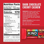 KIND Nut Bars, Dark Chocolate Cherry Cashew, Healthy Snacks, Gluten Free, 4g Protein, 12 Count